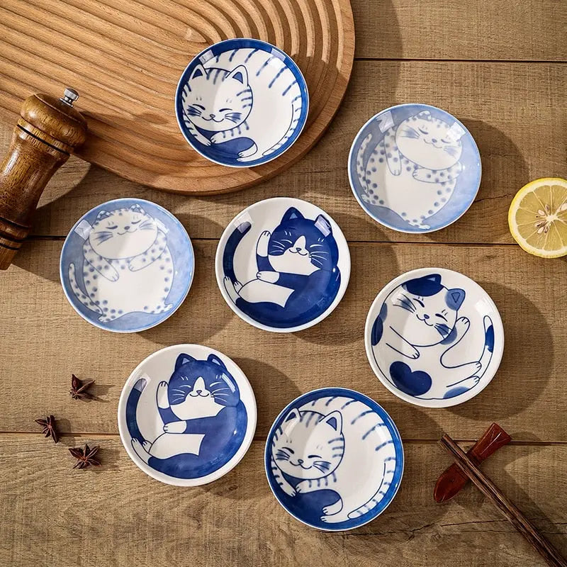 Bol à dessert de style japonais avec chat porte-bonheur peint  Decor Harmony