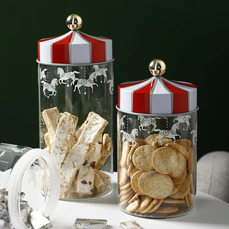 Bouteille en verre design carrousel - Biscuits, poudres, thés, cafés et cadeaux  Decor Harmony