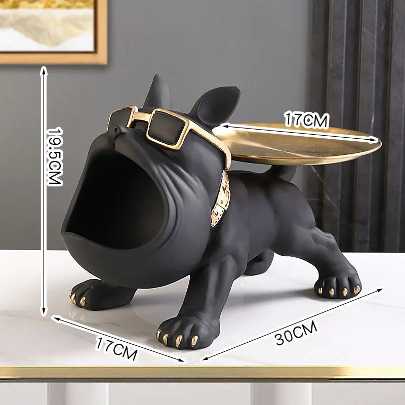 Bulldog Butler avec plateau - Statue créative en résine  Decor Harmony