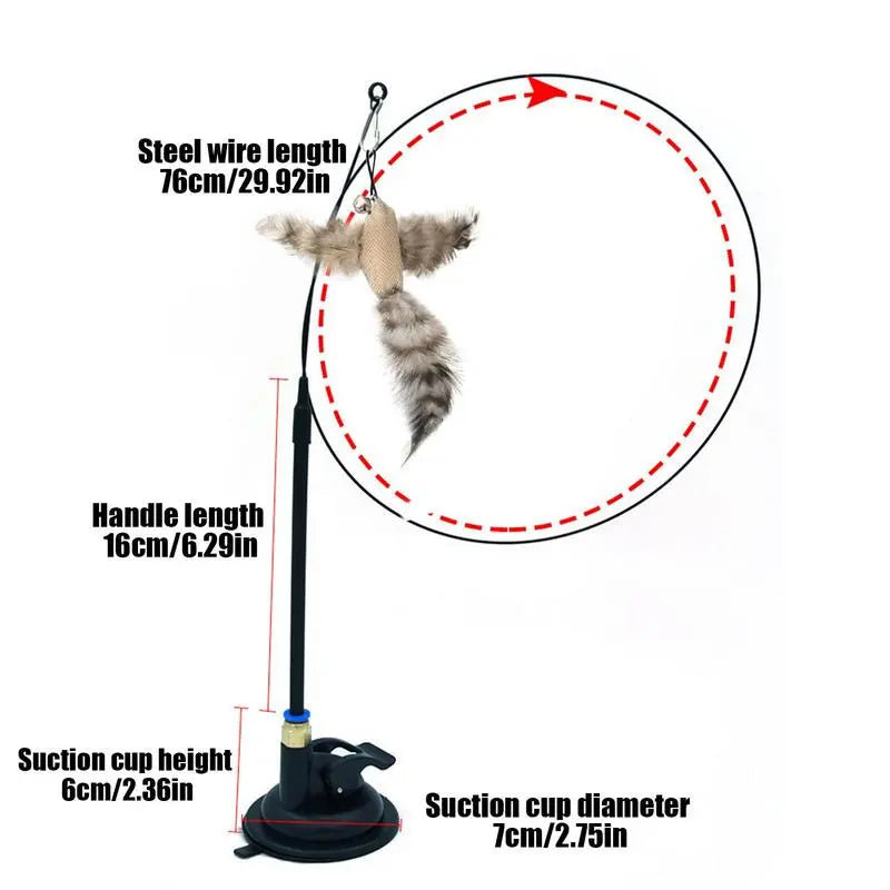 Cat Wand Bird Design Interactive Wand With Suction Cup Base Telescopic Feathers Funny Cat Stick Pet Toy For Kitten Scratching  Decor Harmony