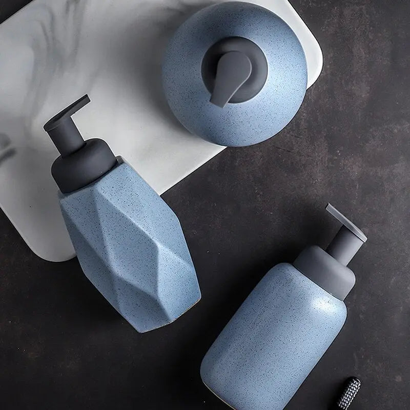 Ceramic Liquid Foam Soap Dispenser Portable Shampoo Conditioner Body Wash Lotion Hand Sanitizer Pump Bottle Bathroom Accessories  Decor Harmony