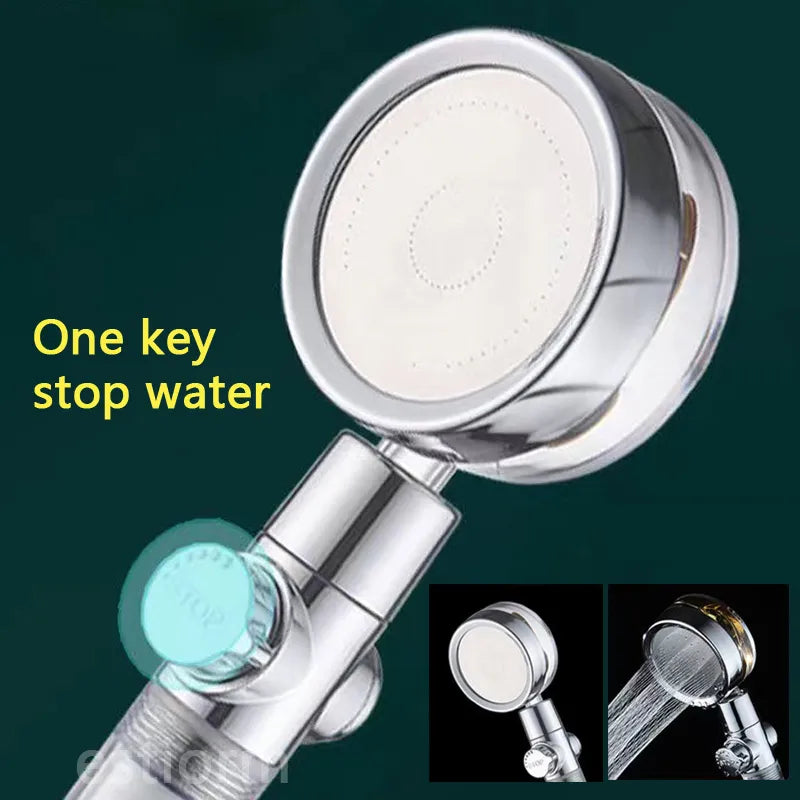 Propeller Turbo Shower Head,Flow Adjustable 360 rotary High Pressure Turbocharged Shower With Fan,Hand held Filter Shower Nozzle  Decor Harmony