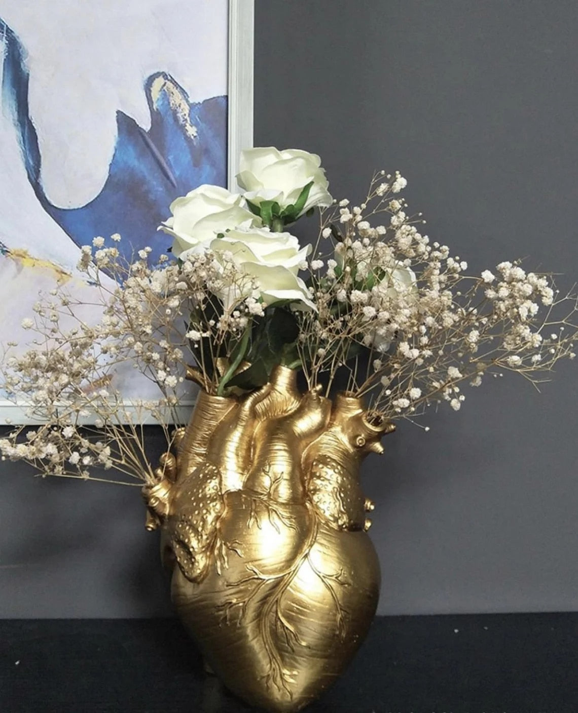 Vase à fleurs en sculpture coeur  Decor Harmony