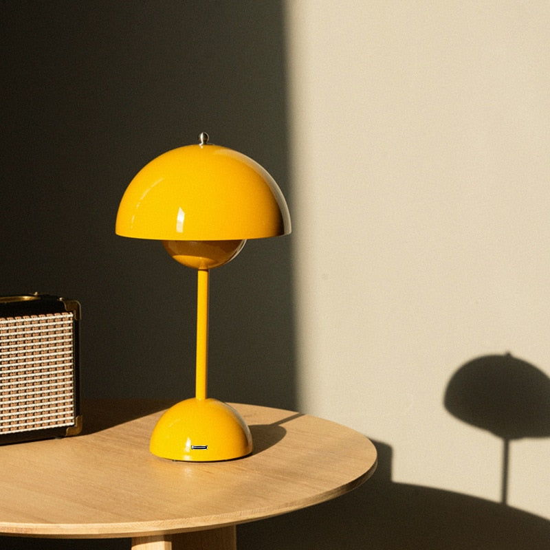 Table LED rechargeable avec bouton de fleur de champignon  Decor Harmony