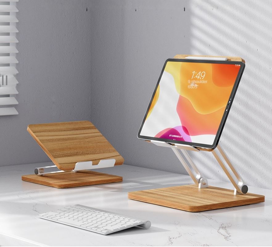 Support de bureau portable et flexible pour tablette en bois et acier  Decor Harmony